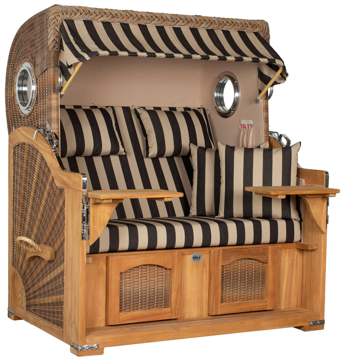 STRANDKORB XXL Düne Grande Teak Banana - Braun/Grau, Metall (142/170/95cm) - Mr. Deko