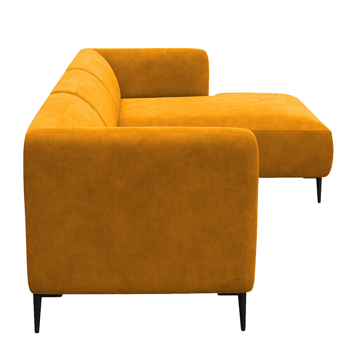 2,5-SITZER ECKSOFA mit Longchair - Gelb/Schwarz, Textil/Metall (271/148cm) - home24