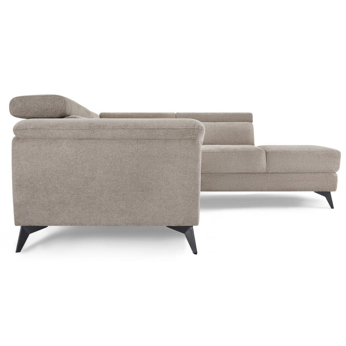 ECKSOFA Webstoff Beige - Beige/Schwarz, Textil/Metall (290/95cm) - Furnhouse