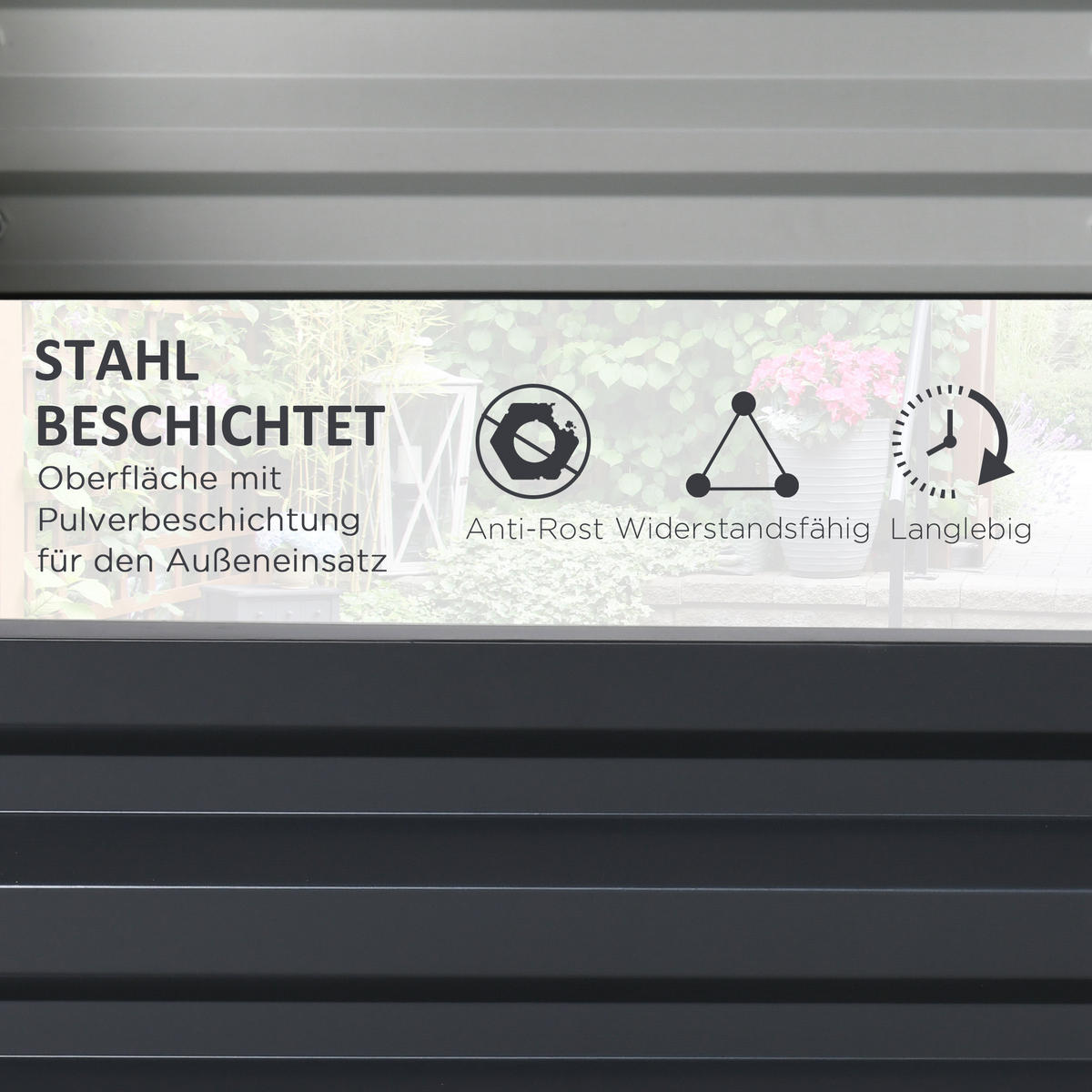 HOCHBEET aus Stahl, Rostfrei Blumenkasten, Kräuterbeet für Garten, Balkon, Grau - Grau, Metall (60/30.5/120cm) - Outsunny