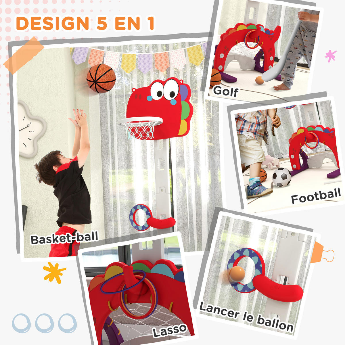 BASKETBALLKORB DE-18378 Bunt - Rot, Kunststoff (51/46cm) - ComfortXL