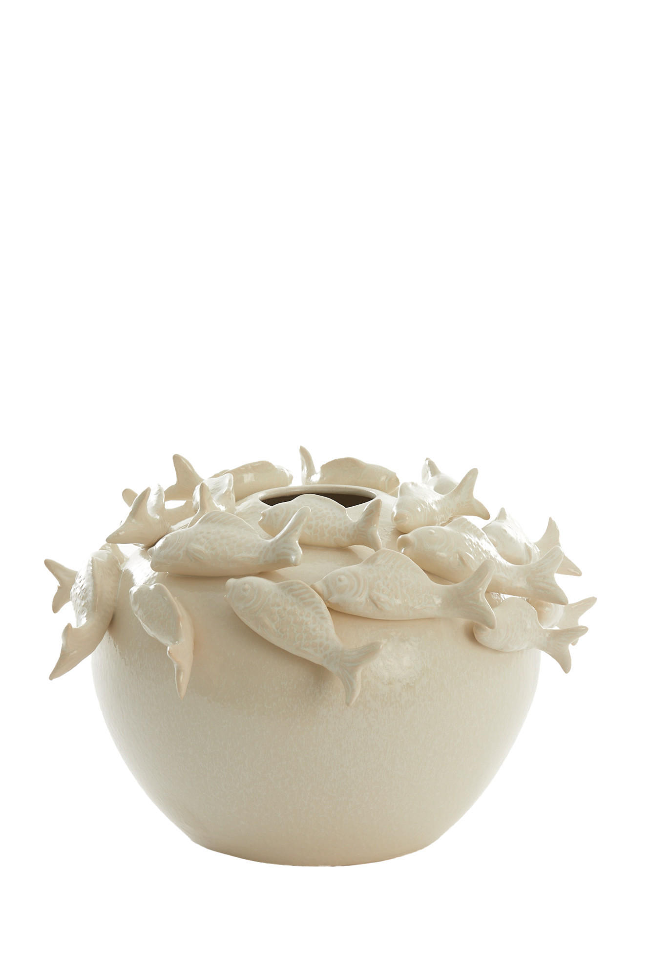VASE Fisch Weiß Ø40/27 cm - Weiß, Keramik (27cm) - Light & Living