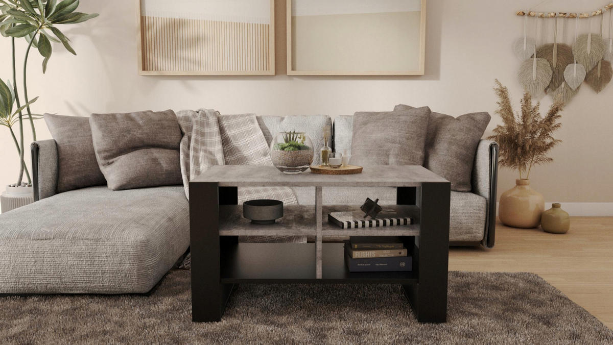COUCHTISCH FIGA Beton-Schwarz 100/53,6/50 cm - Multicolor, Holzwerkstoff (53.6/100/50cm) - Matkam Möbel
