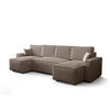 WOHNLANDSCHAFT U AMBRO Poso 02 mit Schlaffunktion U-Form, Sofa mit Stauraum - Beige, Textil (300/85/143cm) - Bedante