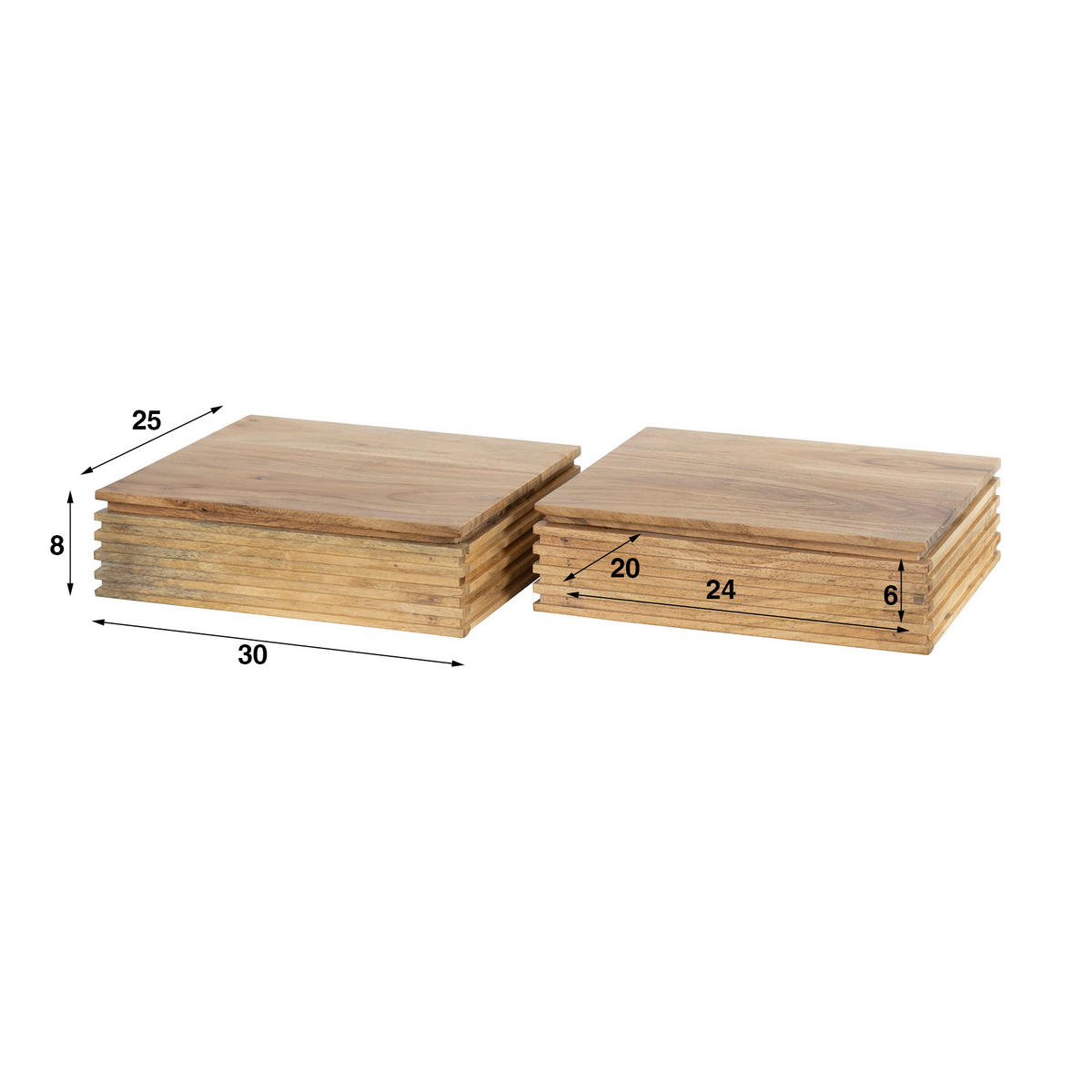 NACHTTISCH Layer Braun 25/30/80 cm 2er-Set - Braun, Holz (30/80/25cm) - Hoyz Collection