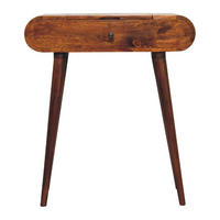 SCHMINKTISCH mini rund klappbar im Kastanienholz-Finish mit 1 Schublade. - Dunkelbraun/Messingfarben, Mangoholz/Holz (70/79/35cm) - Artisan Furniture