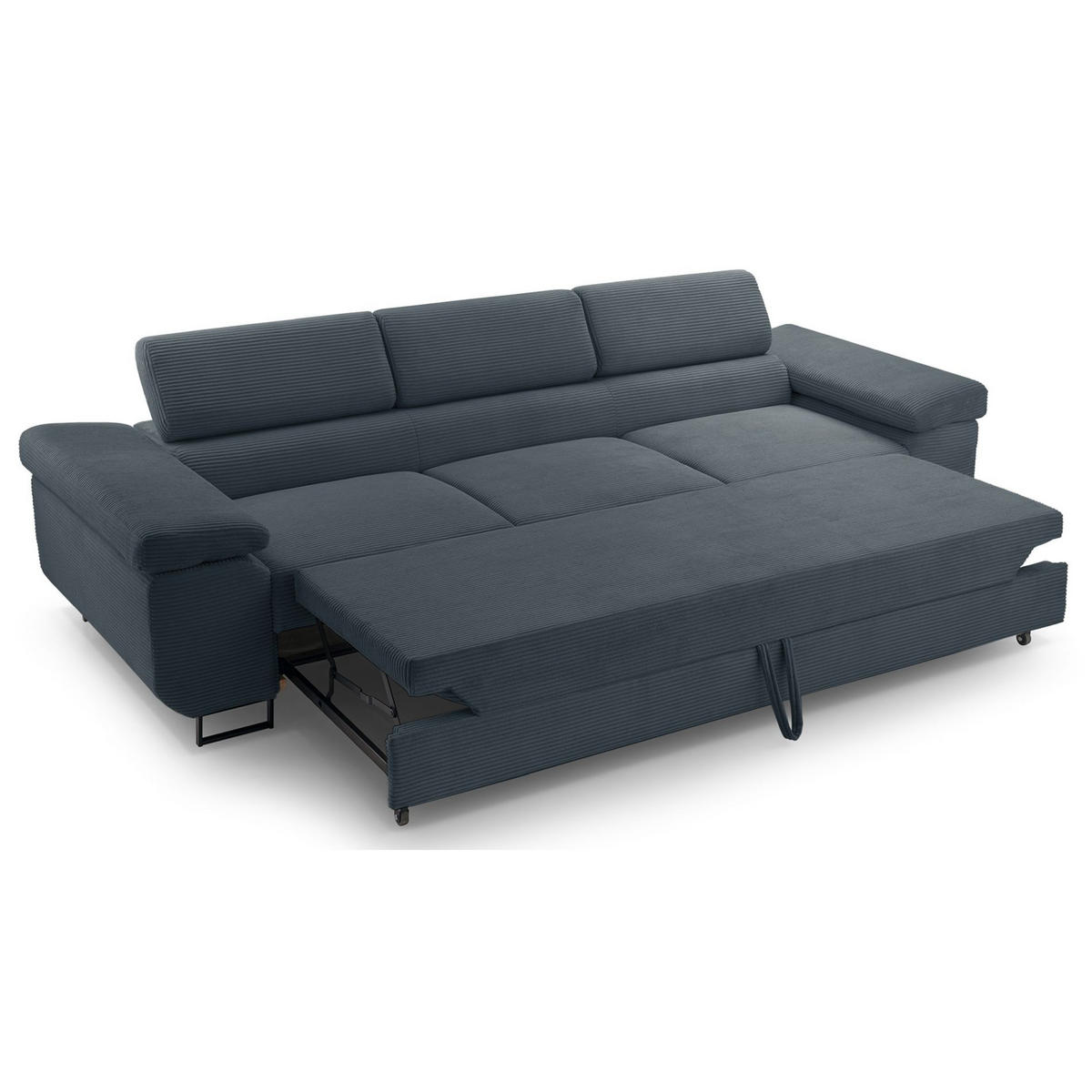 3-SITZER SOFA Capurso Blaugrau Cord - Hellgrau/Schwarz, Textil/Metall (274/90/98cm) - Selsey