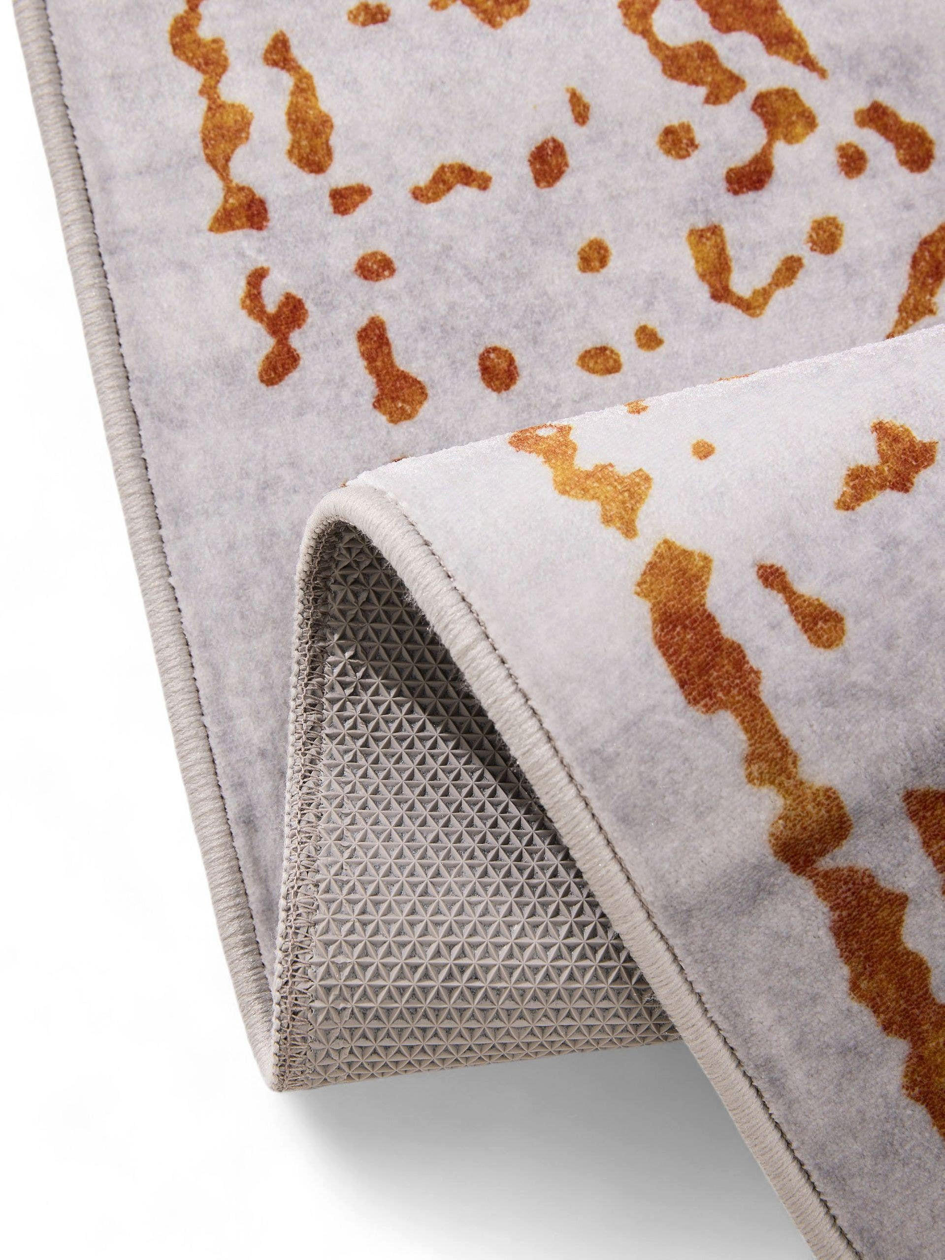 VINTAGE-TEPPICH Miray waschbar 200/300 cm - Orange/Grau, Kunststoff (200/300cm) - benuta Nest