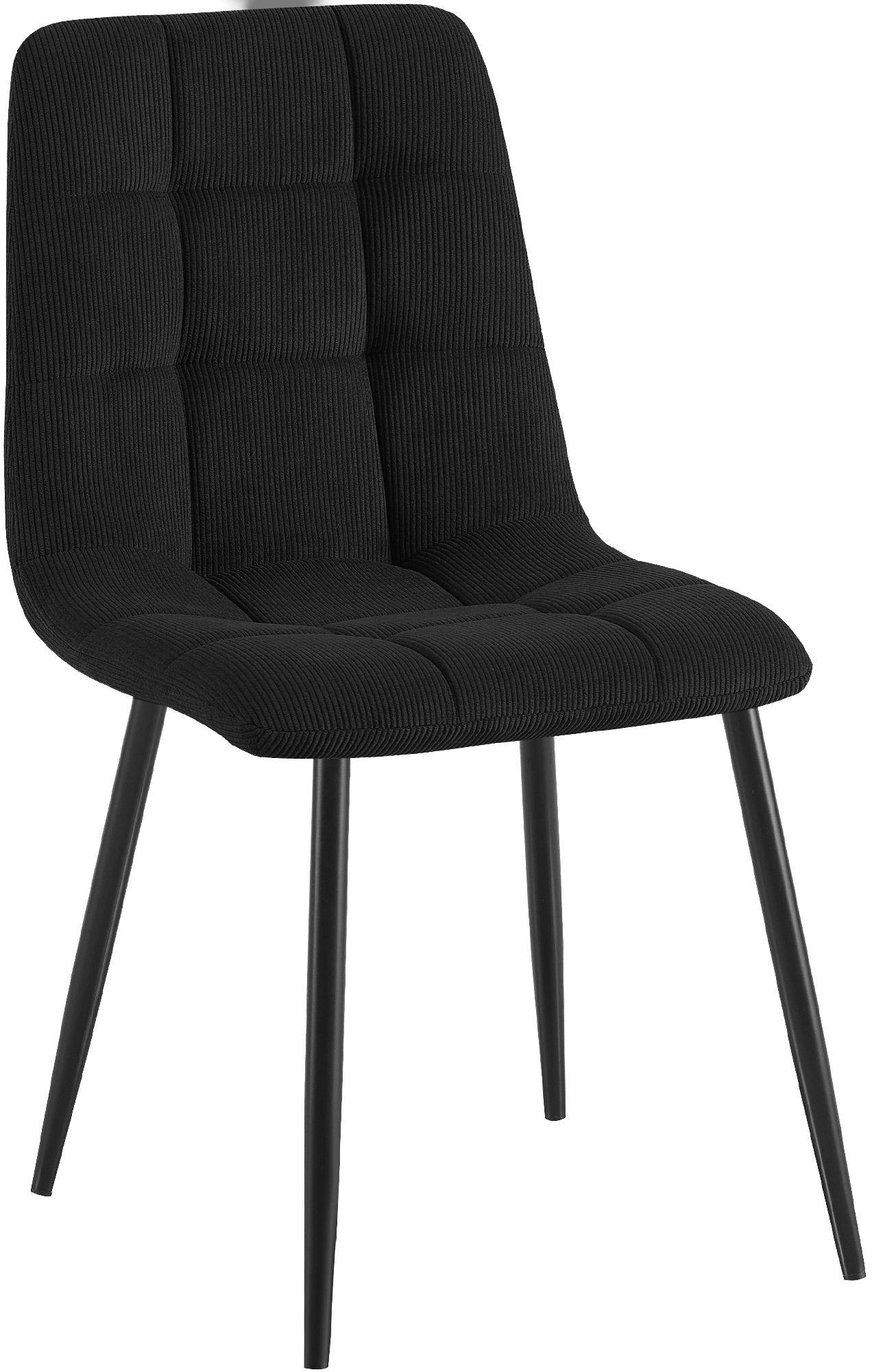 STUHL Cord Schwarz - Schwarz, Textil/Metall (45/84/55cm) - CLP