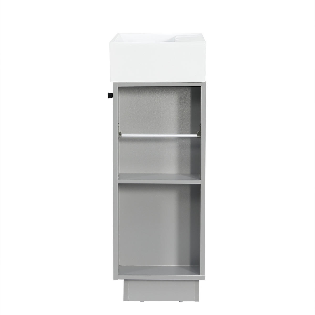 BADEZIMMERSCHRANK Waschbeckenunterschrank Rillenoptik Keramik Grau 55cm - Grau, Keramik (55/87/32cm) - FLIEKS