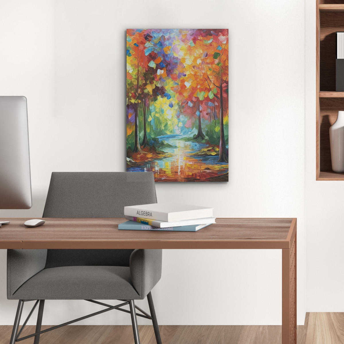 AKUSTIKBILD Landschaft - Wald - Farben - Natur Kunstdruck Schlafzimmer 50x70 cm - Multicolor, Kunststoff (50/70/0.9cm) - MuchoWow