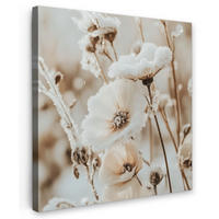 LEINWANDBILD Blumen - Winter - Weiß - Schnee - Beige 50x50 cm - Creme, Textil (50/50cm) - MuchoWow