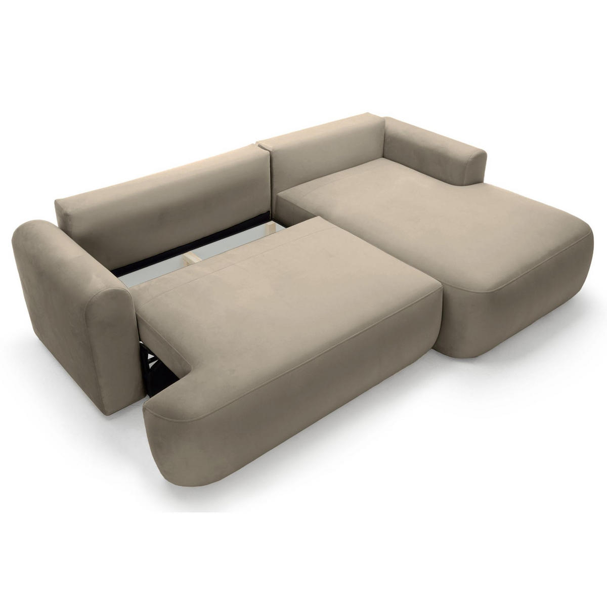 ECKSOFA Ovo Grau-Beige mit wasserabweisendem Samtbezug - Taupe/Schwarz, Kunststoff/Textil (260/165cm) - Selsey