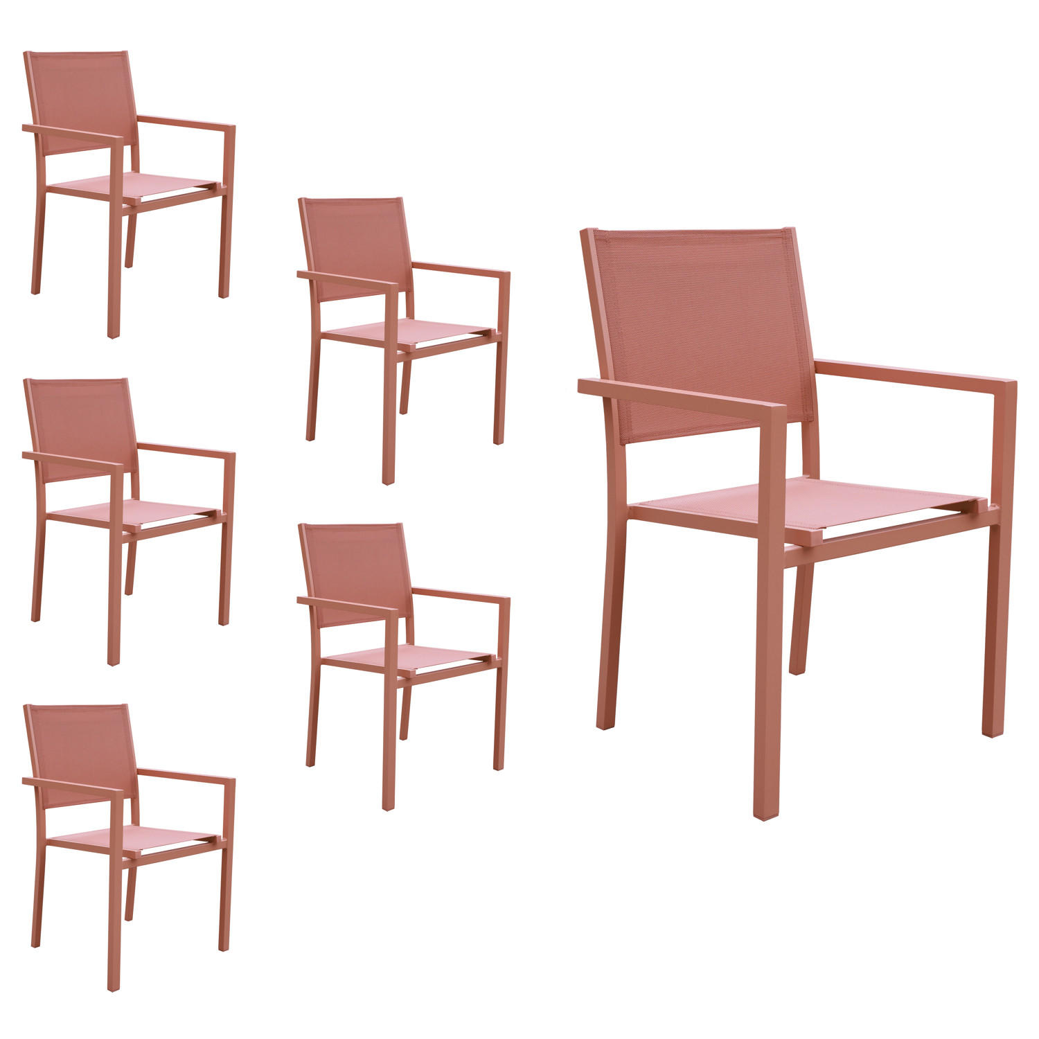 GARTENSTÜHLE Terracotta 6er-Set - Orange, Kunststoff (57/89.5/56.5cm) - Happy Garden
