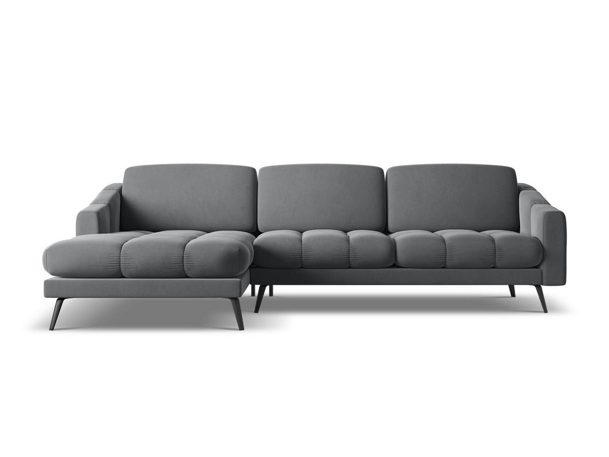ECKSOFA Links Samt Stoff Grau - Dunkelgrau/Schwarz, Textil/Metall (160/264cm) - Makamii