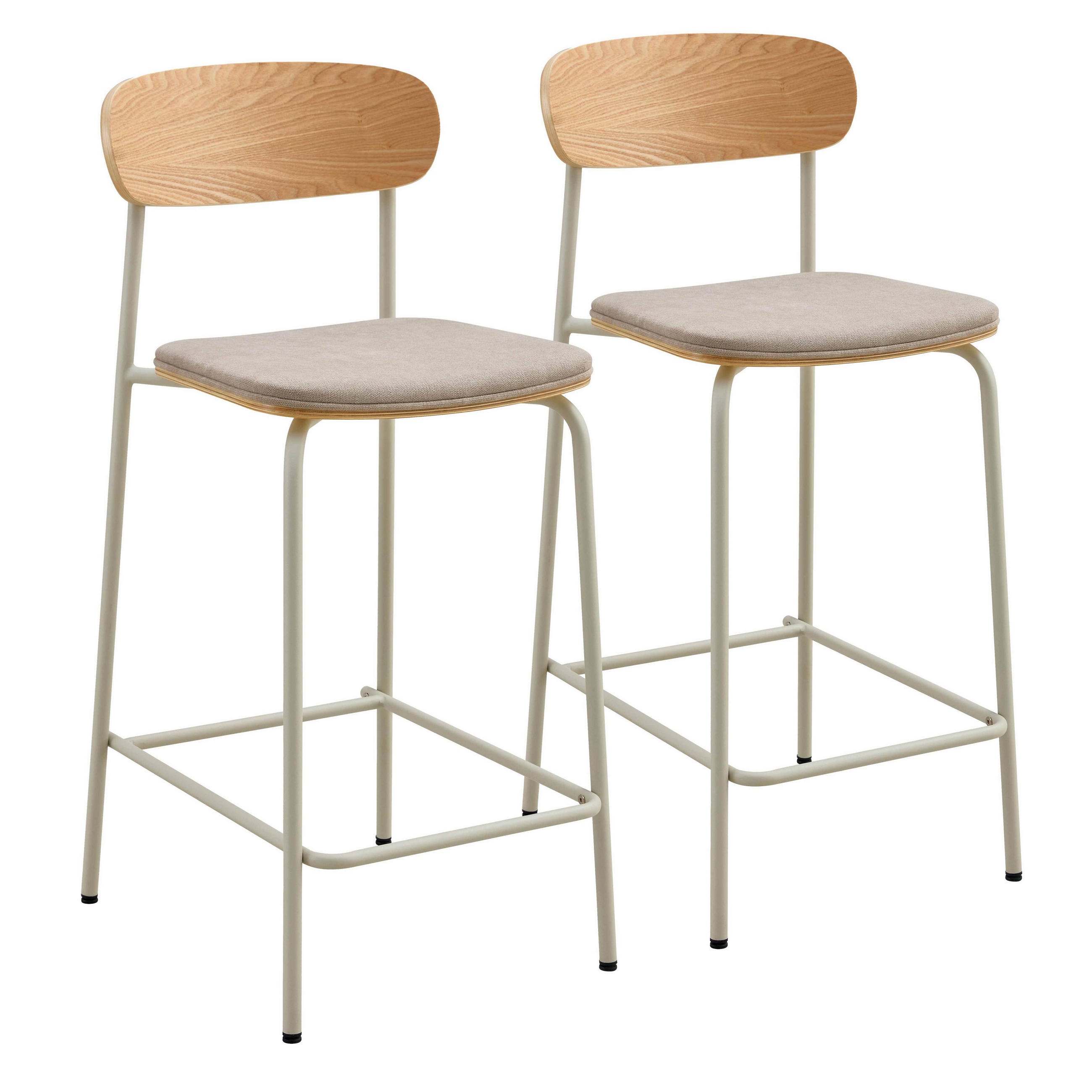 HOCHSTÜHLE 2-tlg., Beige - Beige, Holz (42/96/50cm) - Oviala