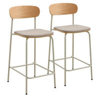 HOCHSTÜHLE 2-tlg., Beige - Beige, Holz (42/96/50cm) - Oviala