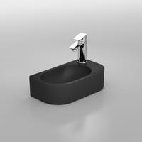 WASCHBECKEN Abgerundete Ecken Mit Hahnloch links Mattschwarz 40 / 21,5 / 12 cm - Schwarz, Keramik (21.5/12/40cm) - EMKE