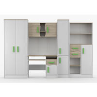 JUGENDZIMMER Wohnwand Colorino in Weiß und Eiche Sonoma – mit Limettenfarbenen Griffen 5 teilig - Kinderzimmer Komplett - Weiß, Holzwerkstoff (80/200/120cm)