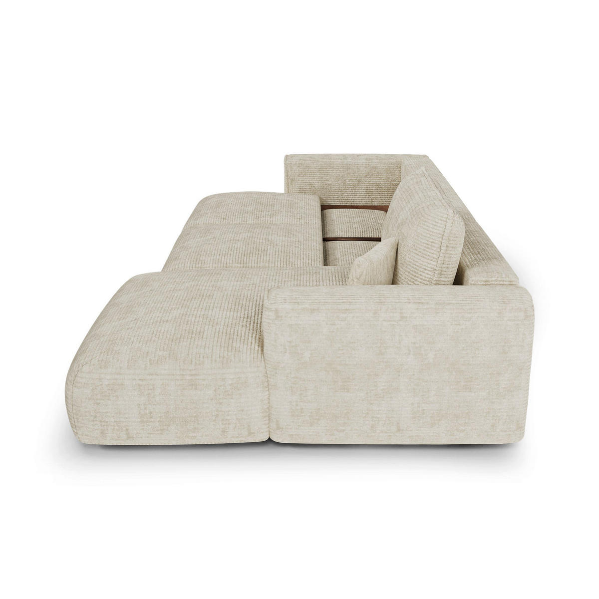 ECKSOFA rechtwinklig COMO Cord Creme 297cm - Creme, Textil (297/167cm) - Premium Interiors