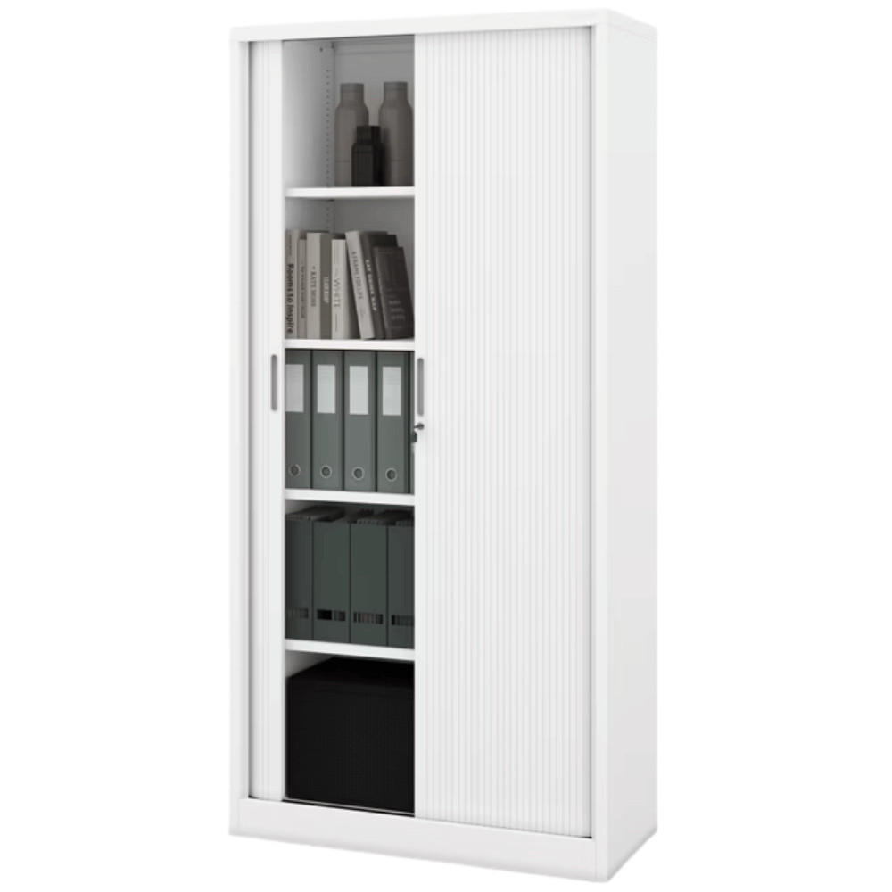 AKTENSCHRANK abschließbar KETI mit Rolladentüren 185x90x45cm Weiß - Weiß, Metall (90/185/45cm) - DELUKE
