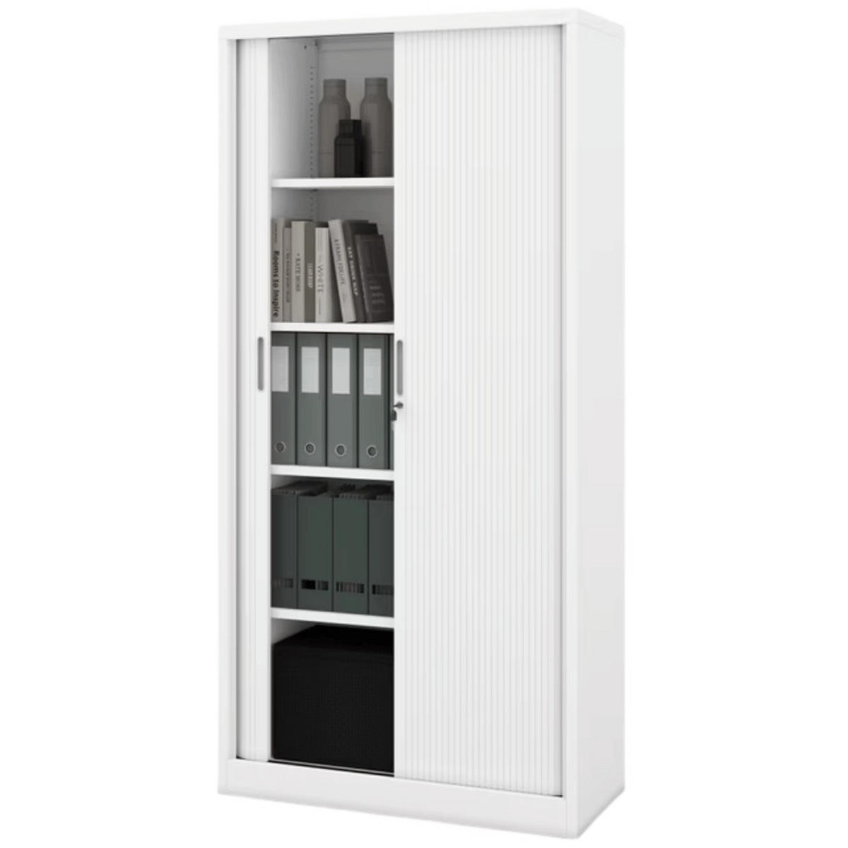 AKTENSCHRANK abschließbar KETI mit Rolladentüren 185x90x45cm Weiß - Weiß, Metall (90/185/45cm) - DELUKE