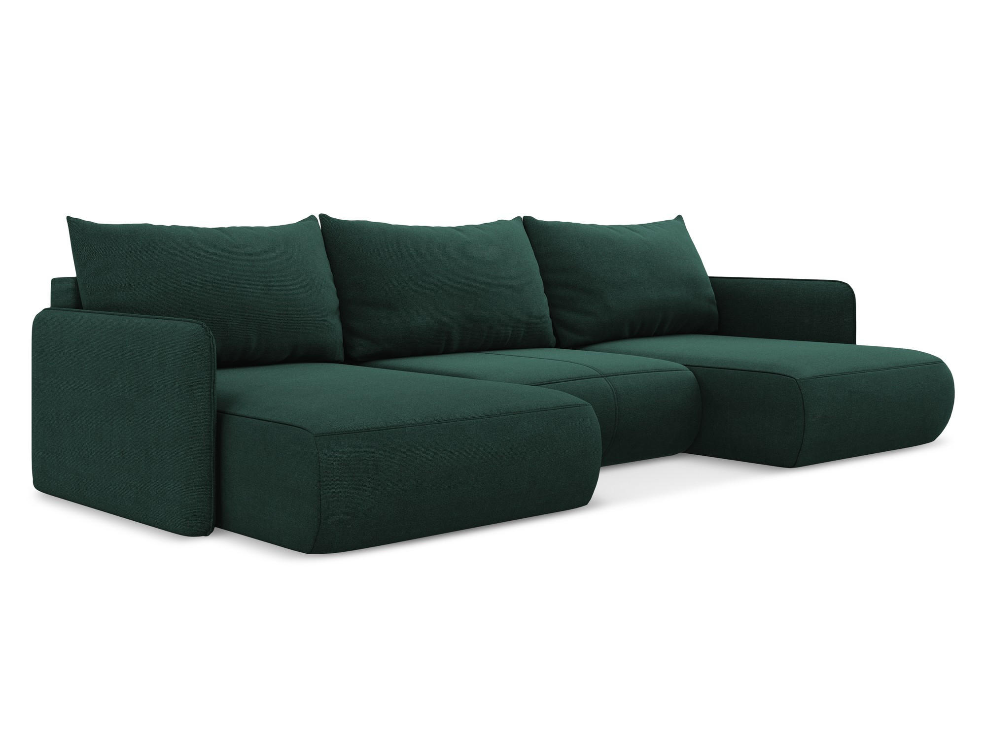 WOHNLANDSCHAFT Strukturstoff Stoff Grün - Dunkelgrün/Schwarz, Kunststoff/Textil (290/86/148cm) - Makamii