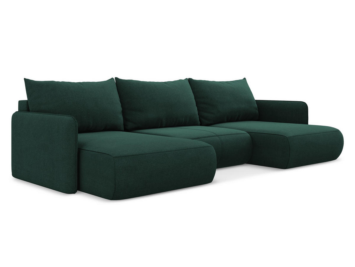 WOHNLANDSCHAFT Strukturstoff Stoff Grün - Dunkelgrün/Schwarz, Kunststoff/Textil (290/86/148cm) - Makamii