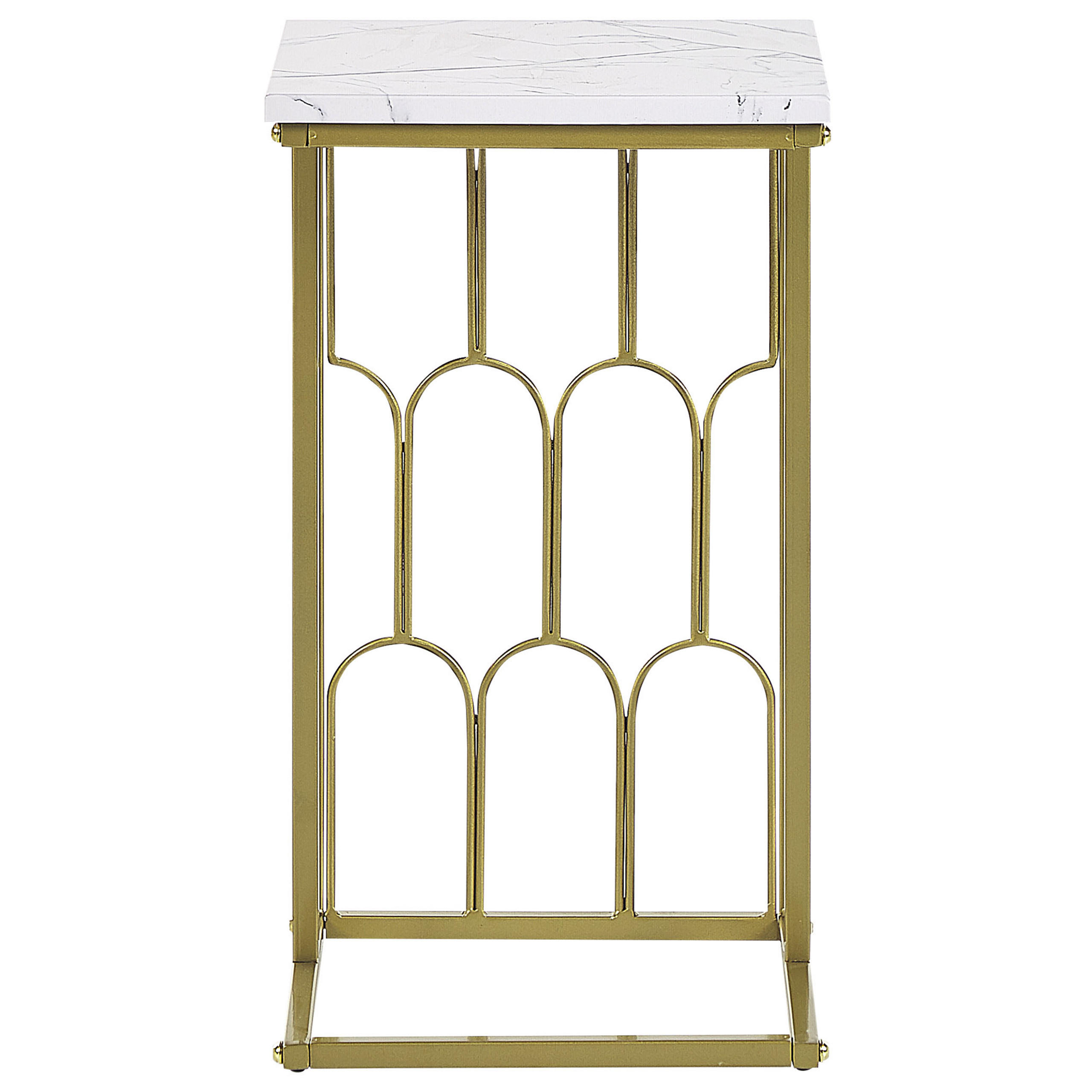 BEISTELLTISCH Marmor Optik weiß/gold Pandale - Goldfarben/Weiß, Metall (30/30/54cm) - Beliani