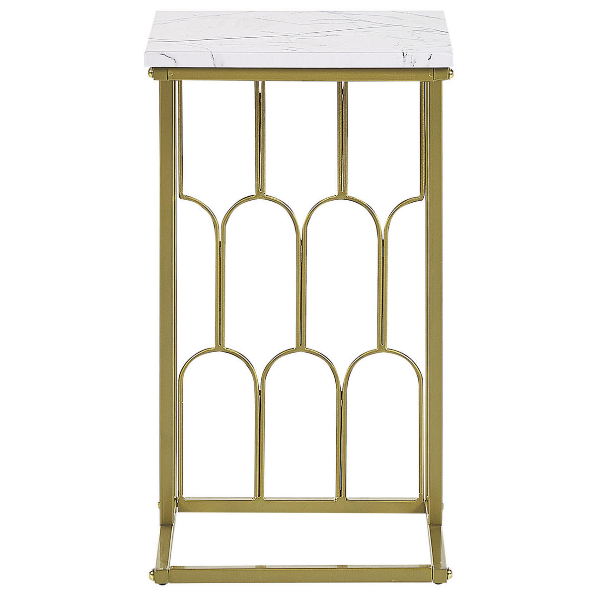 BEISTELLTISCH Marmor Optik weiß/gold Pandale - Goldfarben/Weiß, Metall (30/30/54cm) - Beliani