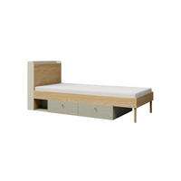 JUGENDBETT YOGI 13 90/200 cm in Graubeige / Geölte Eiche / Eukalyptus - Greige/Eichefarben, Holzwerkstoff (90/200cm) - Deine Möbel 24