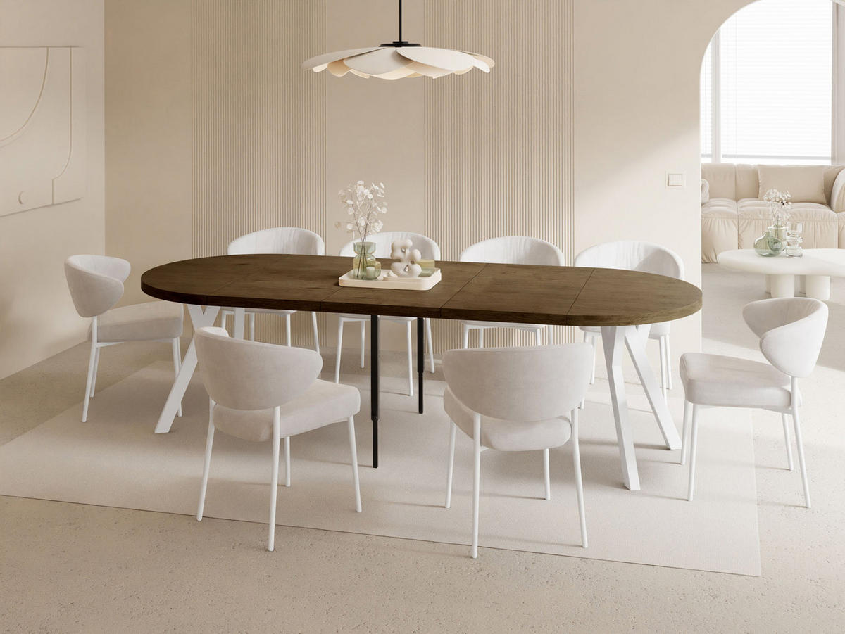 ESSTISCH Twixy XXL groß rund oval ausziehbar, Eiche Braun Rustikal 100-250/100/76 cm - Alteiche/Braun, Holz/Holzwerkstoff (100/250/76cm) - WFL GROUP