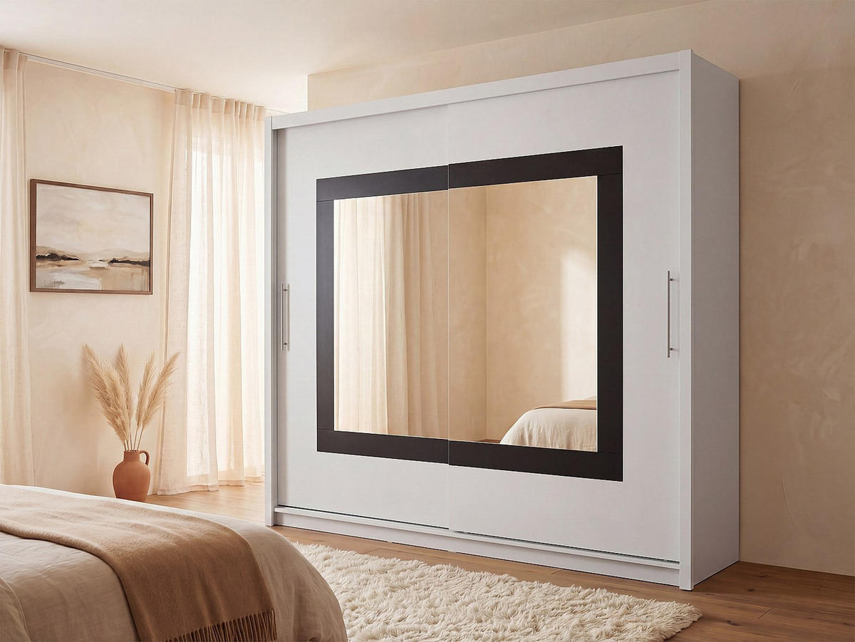KLEIDERSCHRANK - 203 cm x 61 cm - Holz, Platte - Weiß AUTLAN - Weiß, Holz (203/215/61cm) - Vente-Unique