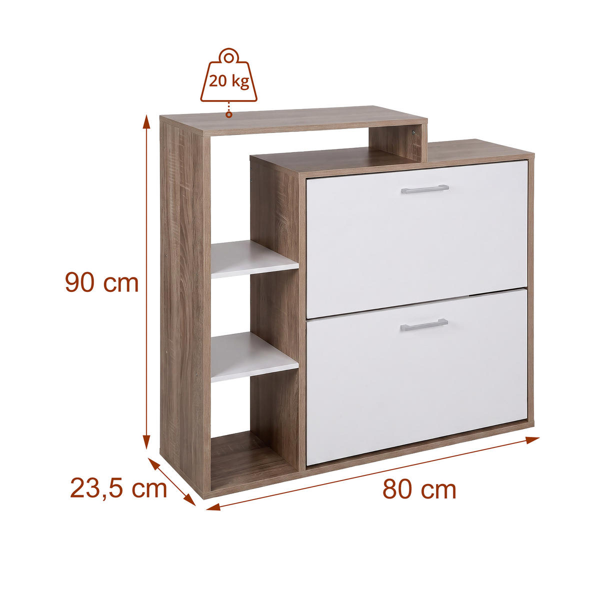 CIPELAR Prirodna bijela industrijska 2 preklopa - višebojno, drvni materijal/plastika (80/90/23.5cm) - Relaxdays