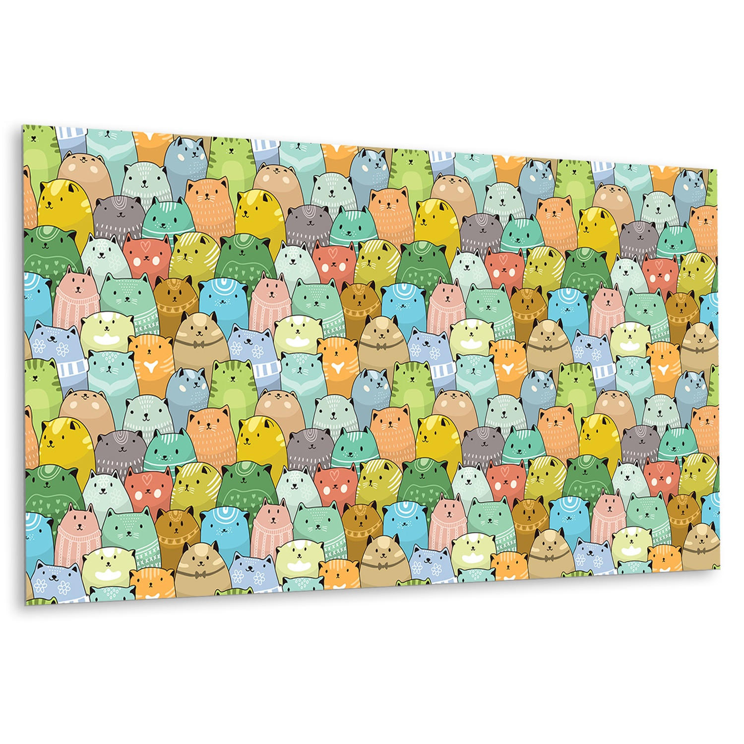 WANDPANEEL 100 x 50 cm Bunte Katzen - Gelb/Grün, Textil (100/1.6/50cm) - TULUP