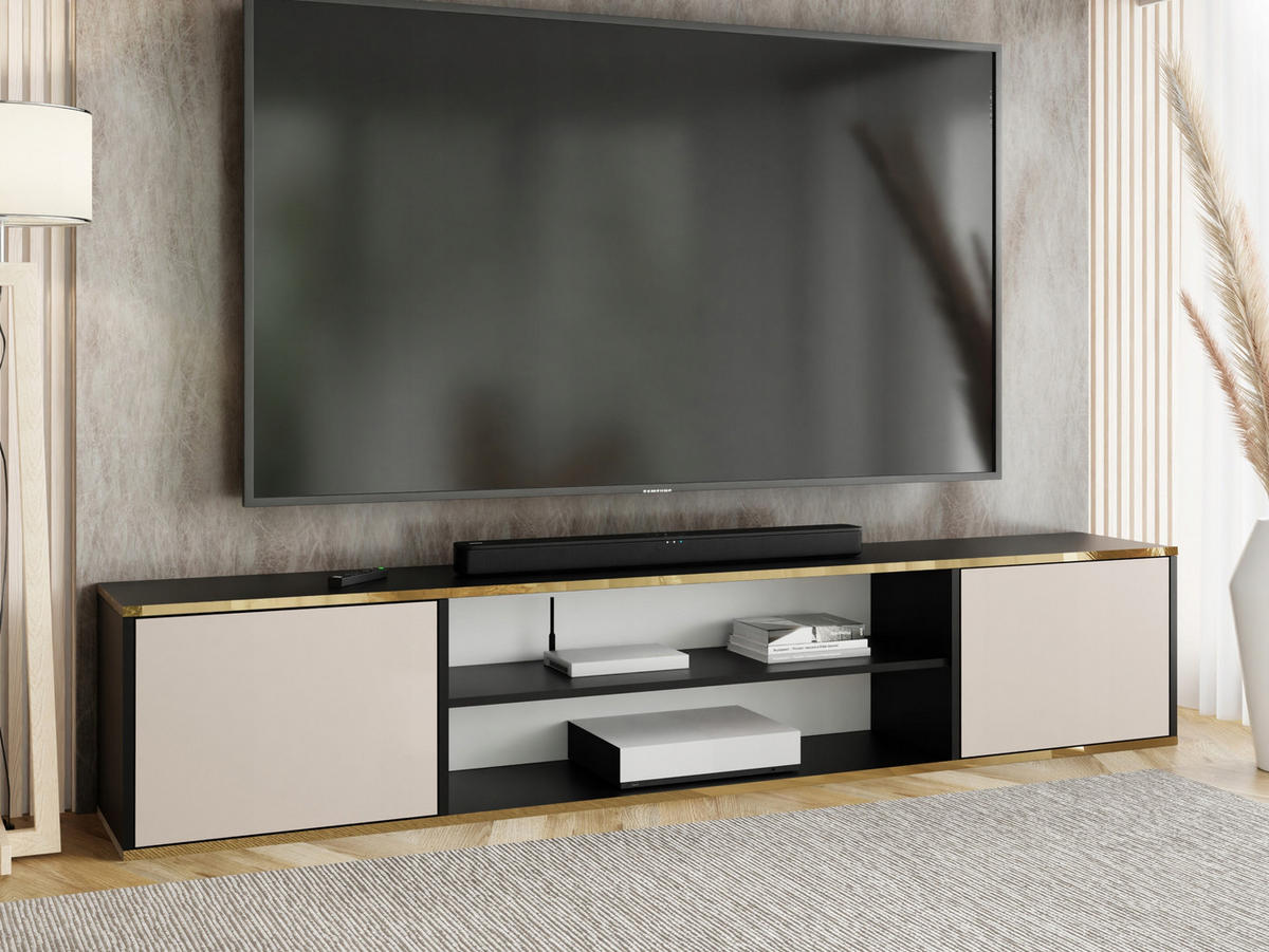 TV-LOWBOARD EDI GOLD 4 Schwarz / Kaschmir – 2-türig - Kaschmir/Goldfarben, Holzwerkstoff (206.4/42/38.9cm)