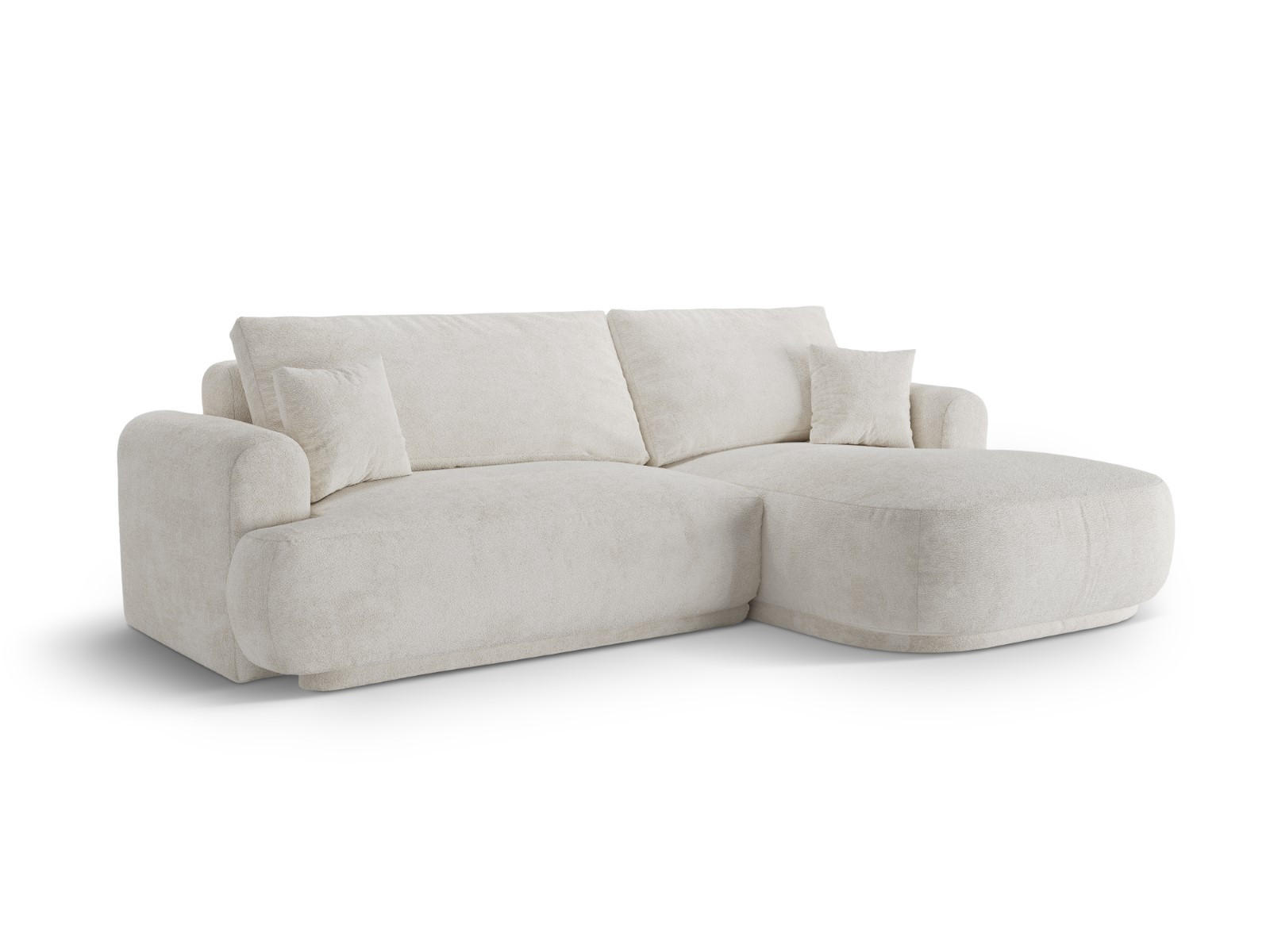 SCHLAFSOFA modular mit Bettkasten rechts Ella aus Boucle leichtes beige 5 Sitzplätze - Creme, Textil (174/271cm) - Micadoni