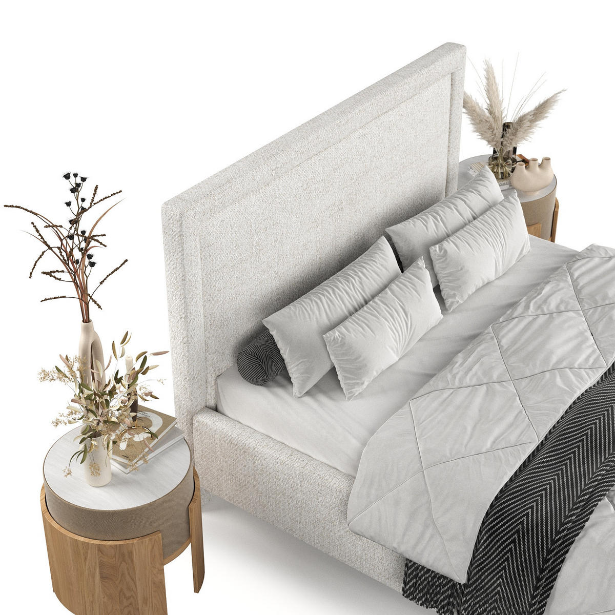 POLSTERBETT Vega 160/200 cm Creme im Neve Stoff - Creme/Naturfarben, Holz/Holzwerkstoff (160/200cm) - AltaBeds