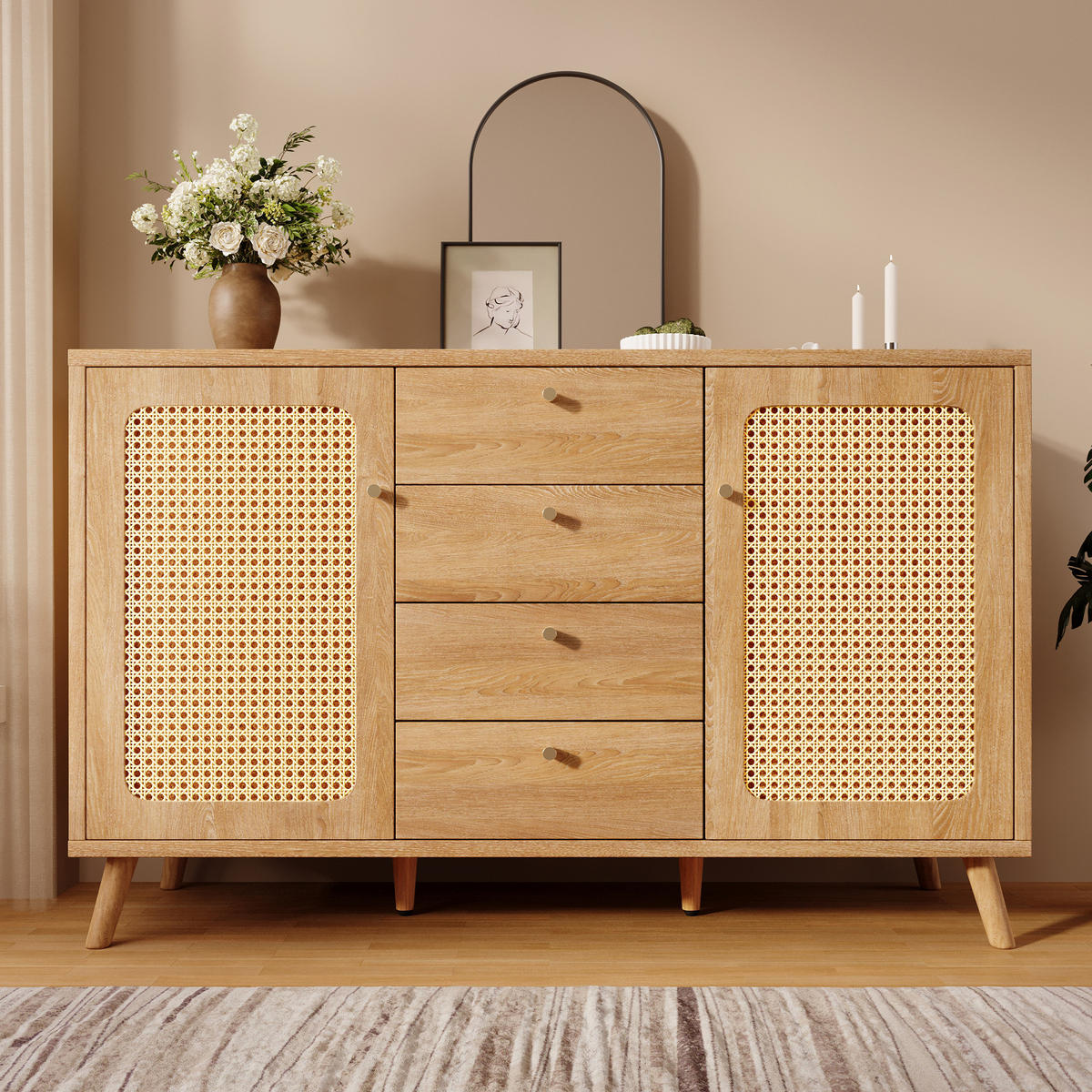 SIDEBOARD Helle Eiche 140/40/86 cm - Hellbraun, Holz (140/86/40cm) - PANGIVO