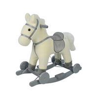 SCHAUKELPFERD RHWL024 beige Räder, Holzgriffe, Plüsch, sattelförmiger Sitz, bis 50 kg, Sound - Beige, Textil (34/60/64cm) - Chipolino