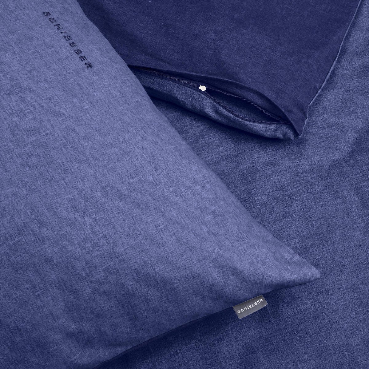 BETTWÄSCHESET Doubleface - Feinbiber - 2-teilig - 135 x 200 cm - Blau - Blau, Textil (135/200cm) - SCHIESSER