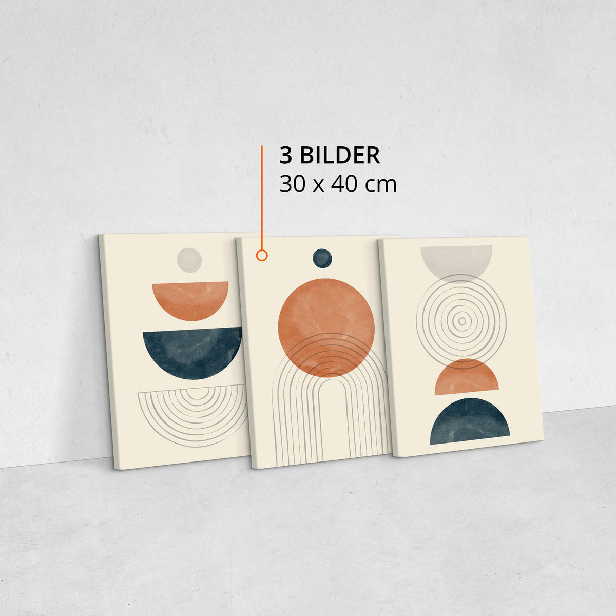 LEINWANDBILDER 3-er Set Abstraktion Boho - Türkis/Blau, Textil (90/40cm) - Muralo