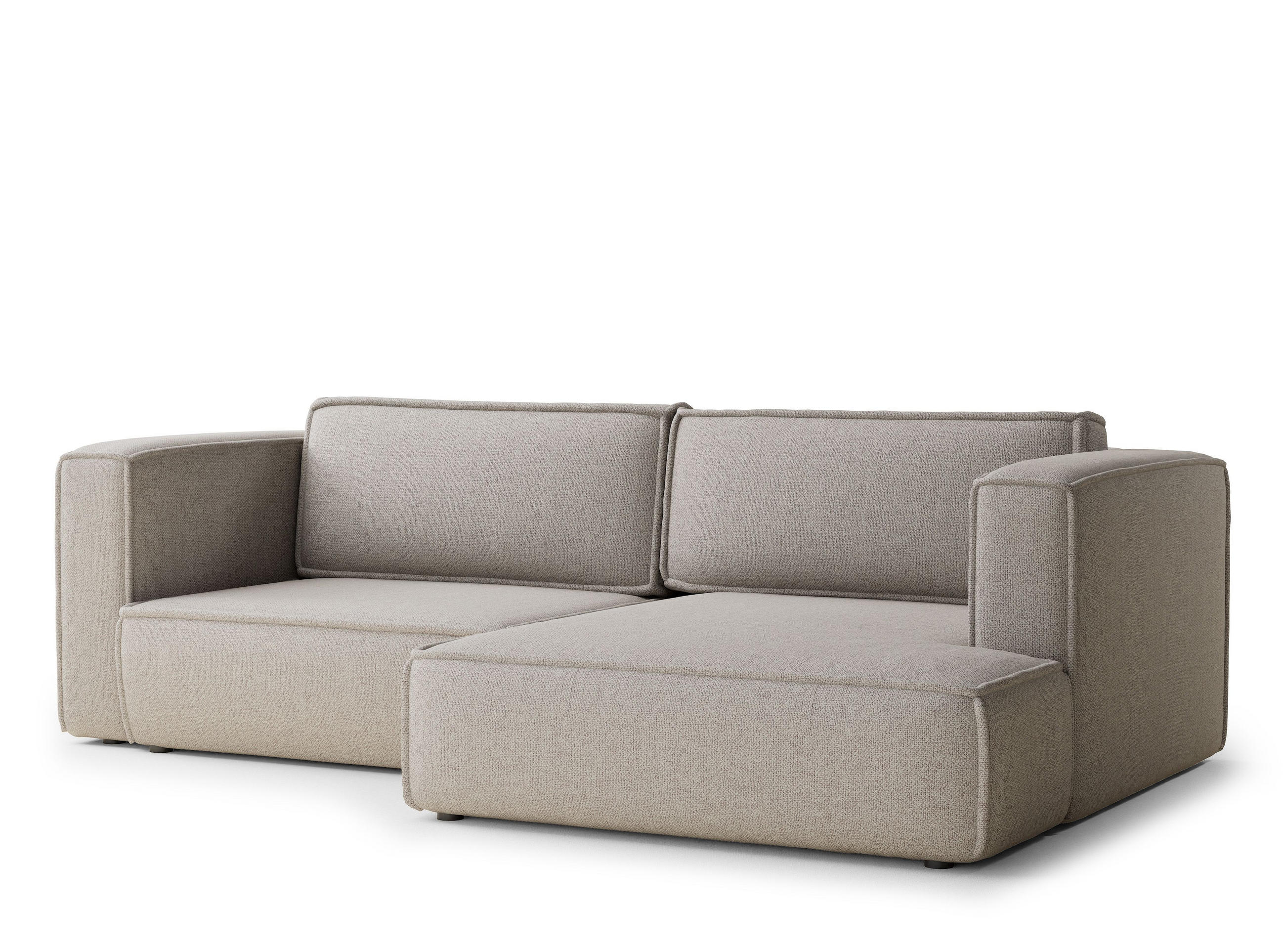 ECKSOFA MIT SCHLAFFUNKTION Velto Seidengrau Webstoff - Greige/Schwarz, Holz/Holzwerkstoff (250/152cm) - Maison de Reve