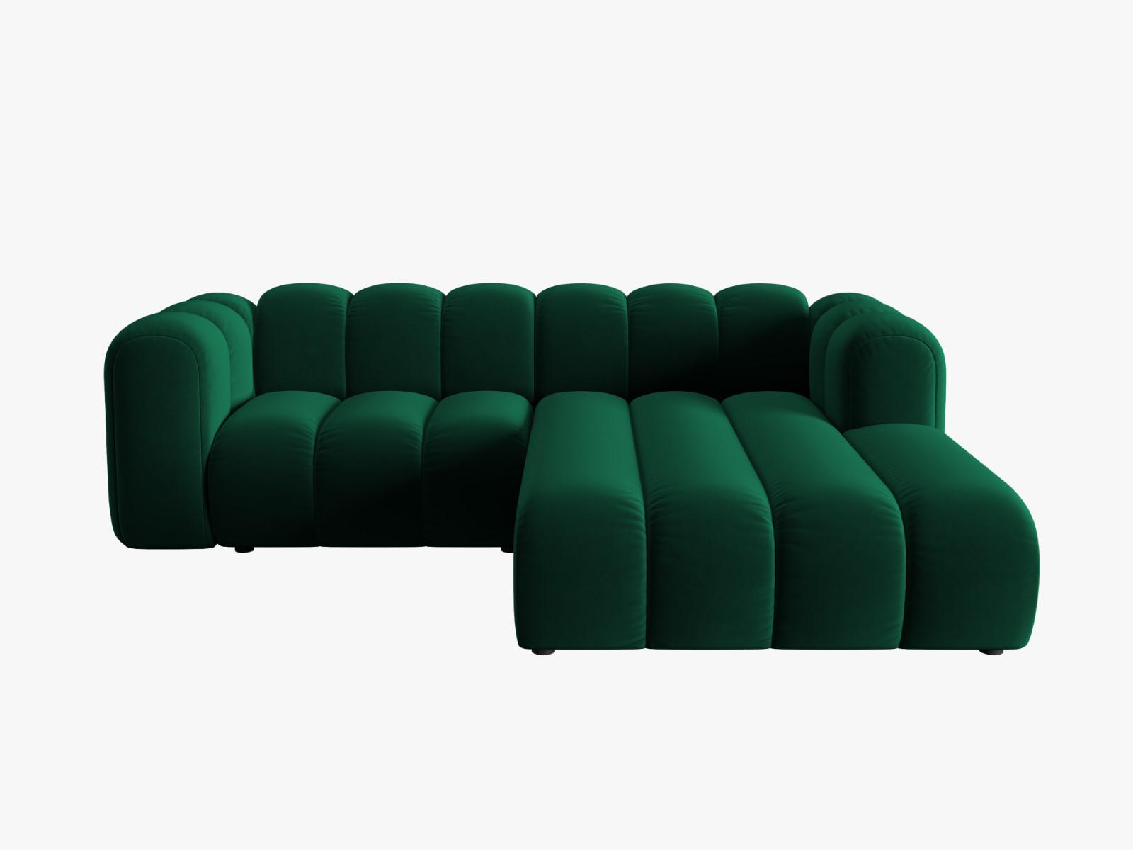 ECKSOFA modular rechts Lupine aus Samt flaschengrün 3 Sitzplätze - Dunkelgrün, Textil (177/230cm) - Micadoni