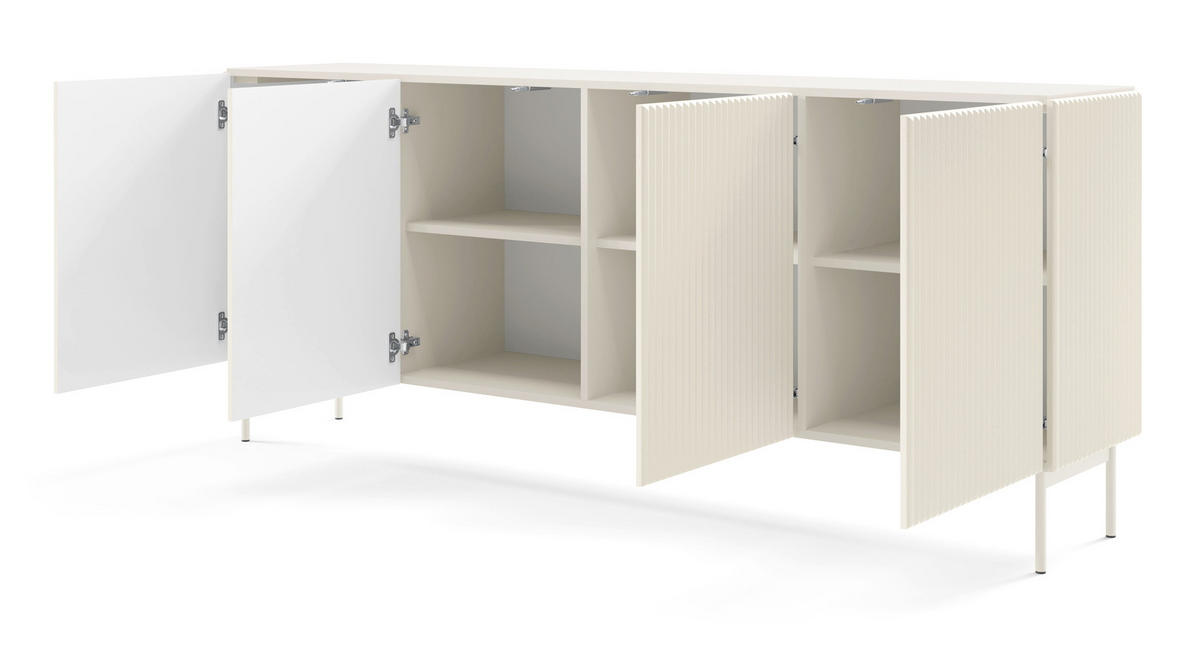 KOMMODE Breite Galiano mit 4 Türen, 195 cm, Kaschmir - Kaschmir/Beige, Holz/Metall (195/81/40cm) - Emporius