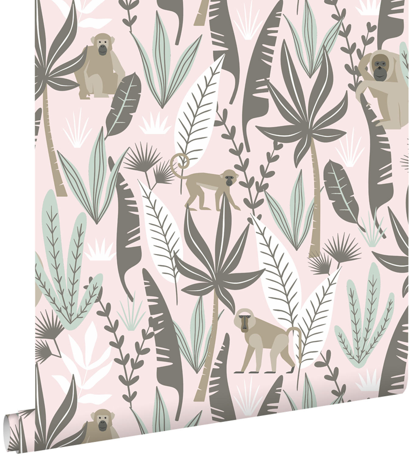 TAPETE Affen 53 cm x 10.05 m - Pink, Papier (53/0.1cm) - ESTAhome