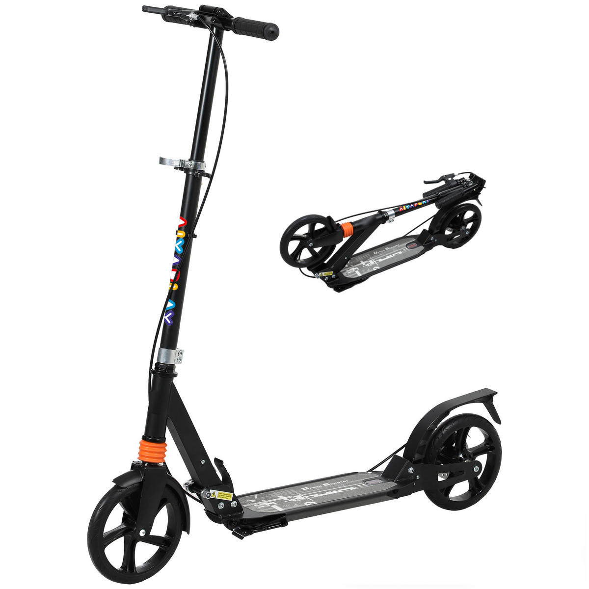 KINDERSCOOTER DE-16976 klappbar 4-fach höhenverstellbar Schwarz - Schwarz, Kunststoff (94/36/103cm) - ComfortXL