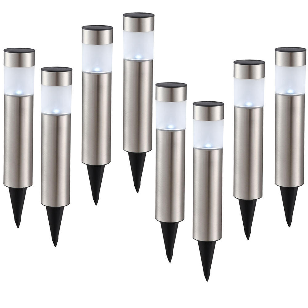 LED AUSSENLEUCHTE Edelstahl Silber 8er Set - Silberfarben, Metall (6.3/6.3/28cm) - Globo Lighting