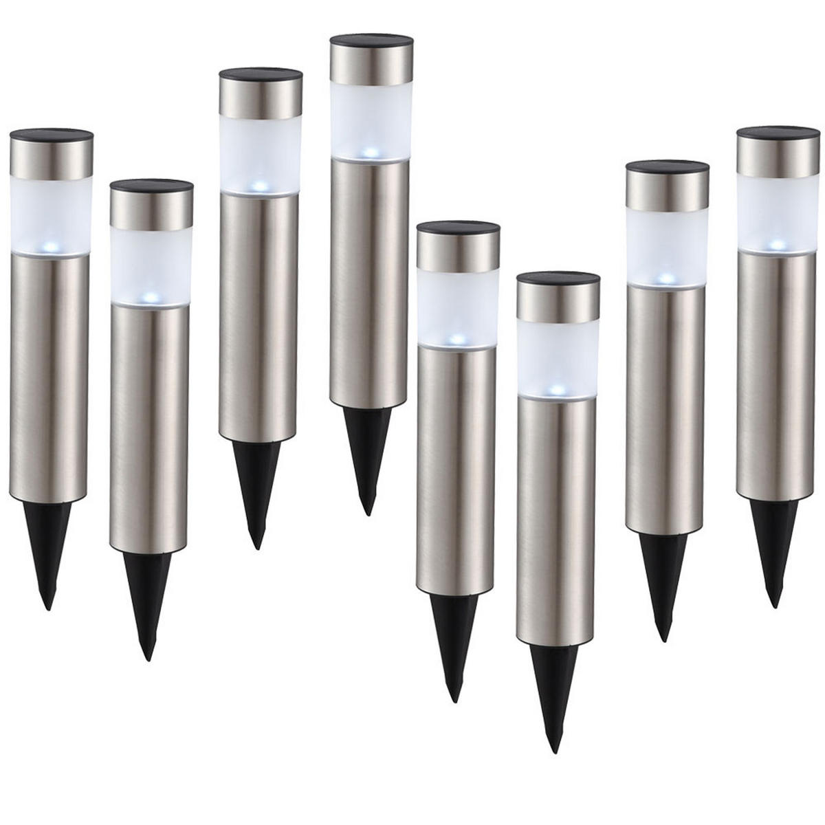 LED AUSSENLEUCHTE Edelstahl Silber 8er Set - Silberfarben, Metall (6.3/6.3/28cm) - Globo Lighting