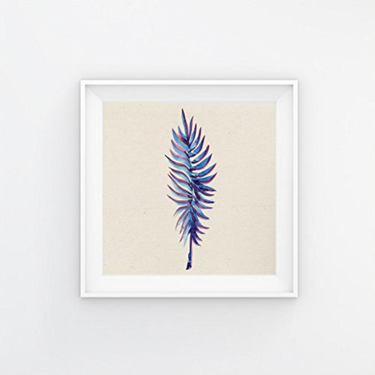 POSTER Set mit 4 Bunte Blauen Blättern 20x20cm Schwarzer Rahmen - Schwarz, Papier (20/3cm) - Nacnic